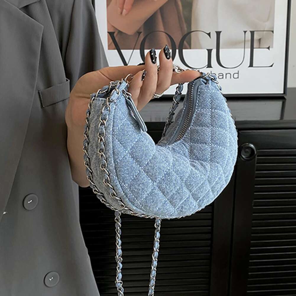 Designer Bag New Denim Fabrics Chain Crossbody Fashion Diffusion Ing Small Crescent Bags Women's Underarm Tote Handbag