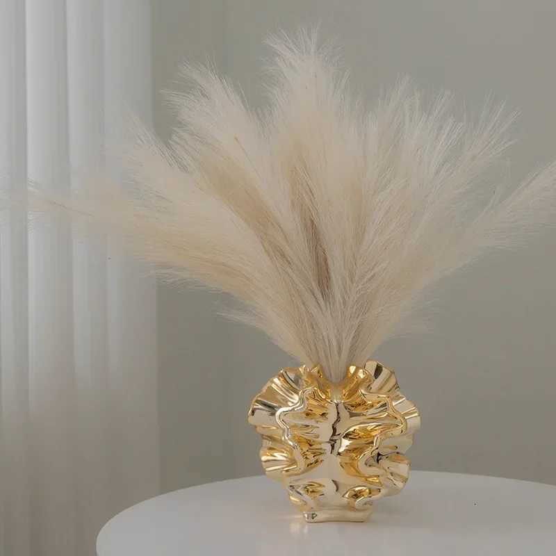 European Style Electroplated Ceramic Vase Light Luxury Gold Hydroponic Dry Flower Planter Home Decoration Ornament Handicraft C251124