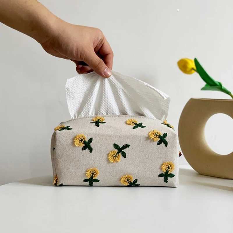 Japanese Small Flower Tissue Box Light Luxury Carton Living Room Dining Room Decoration Napkin Cover Lovely Cloth CoverM251124