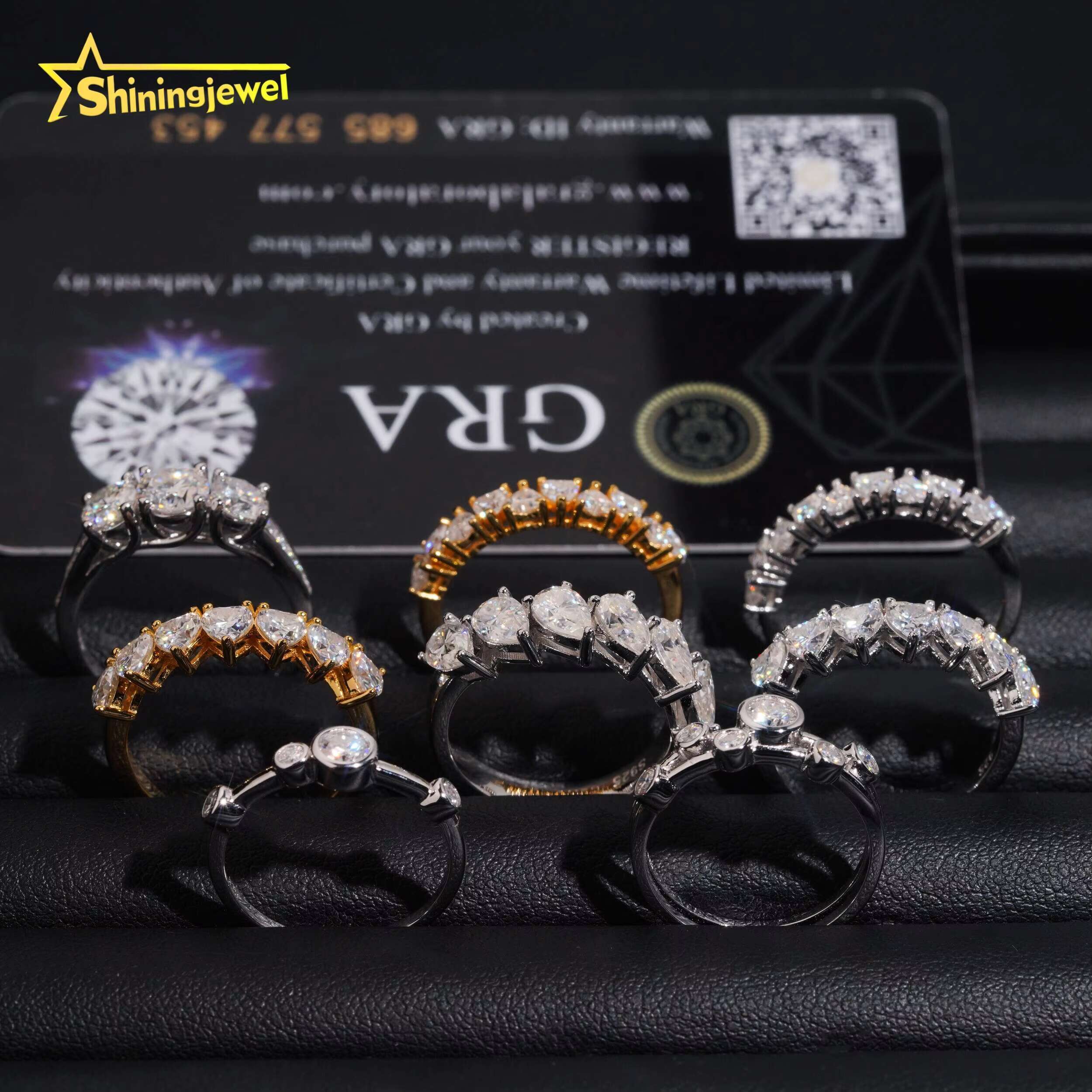 Wholesale Price Gold Plated Moissanite Wedding VVS Pass Diamond Test 925 Sliver Engagement Rings for Women