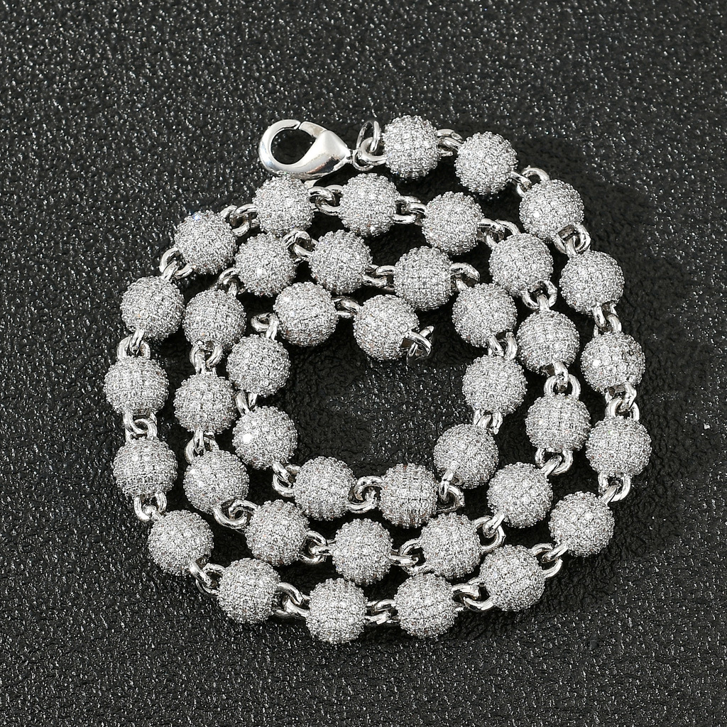 Fashion luxury jewelry necklace 8mmVVS bead necklace, clavicle chain, Moissanite necklace, unisex trend necklace delivered free of charge.