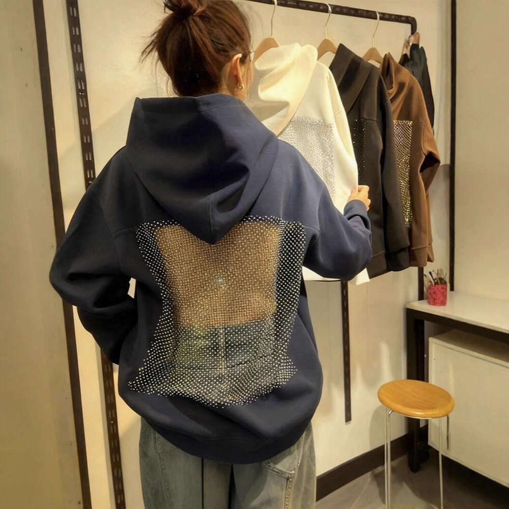 2025 Autumn Winter New Fashion Women's Solid Color Backless Hollow Mesh Hoodie Sweatshirt