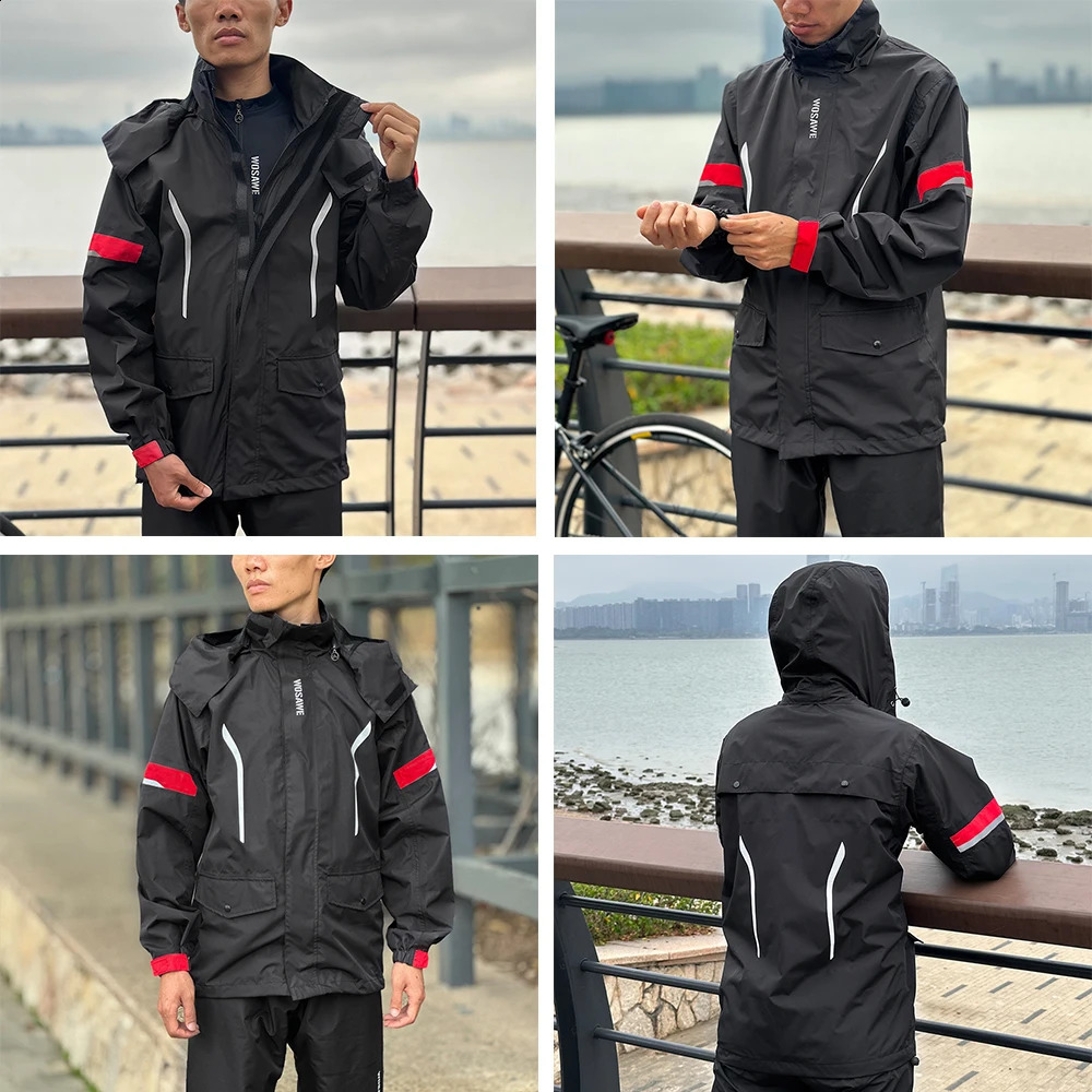 WOSAWE Cycling Raincoat Hooded Jackets Rain Coat Waterproof Lightweight Outdoor Sports Motorcycle Camping Hiking Climbing Jacket 250421
