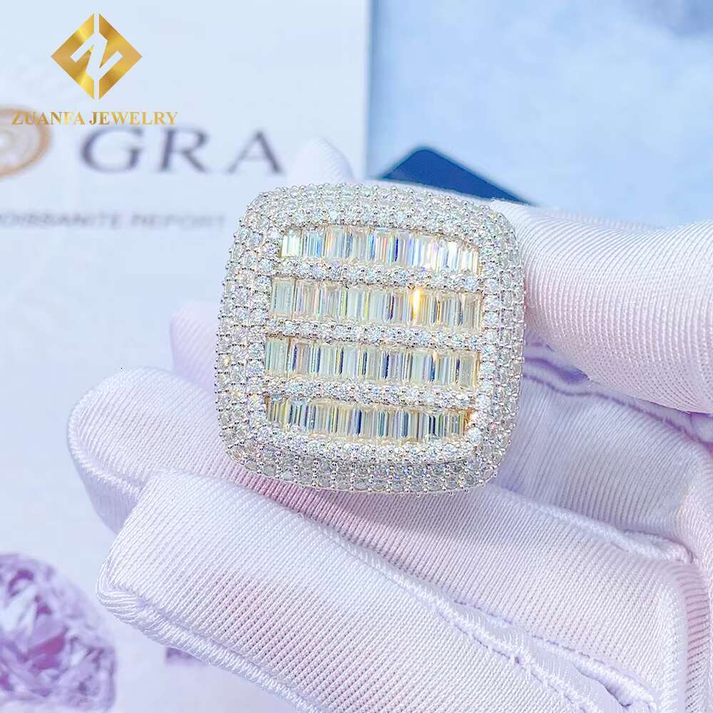 Custom Luxury Jewelry VVS Moissanite Diamond Men Ring Shining Bling Iced Out Cross Rings Hip Hop Jewelry