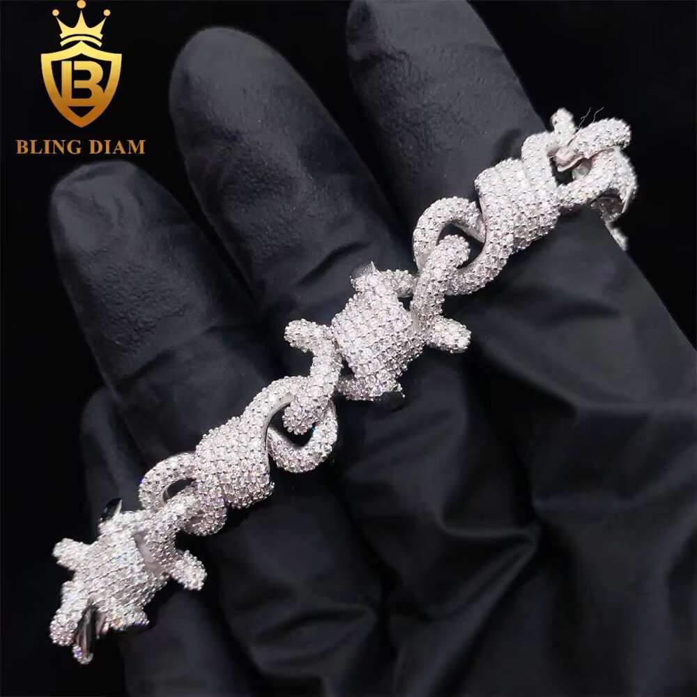 Fashion Style Luxury Design Jewelry 925 Sterling Silver Gold Plated VVS Moissanite Cuban Link Chain Bracelets