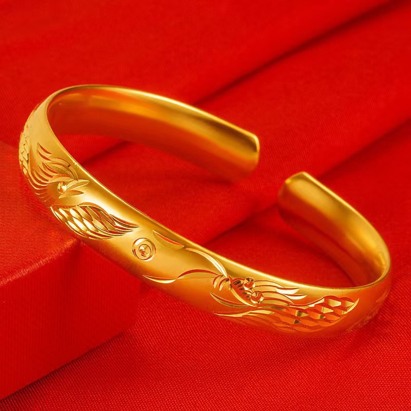 Gold placer Mantianxing bracelet with 999 dragon and phoenix heart sutra bracelet plated at the opening.