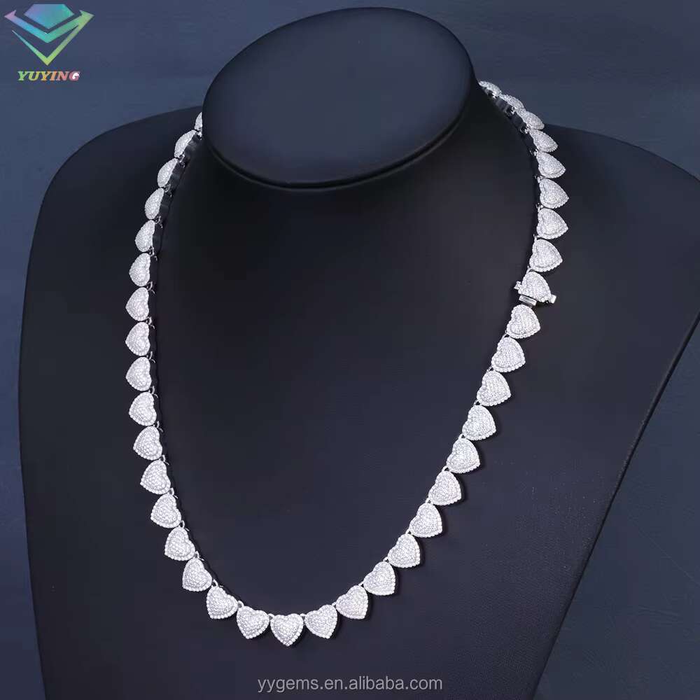 New Arrival Pass Diamond test 15mm Heart Charms Cuban Link Chain 925 Sterling Silver Moissanite Gold Plated Charm Necklaces