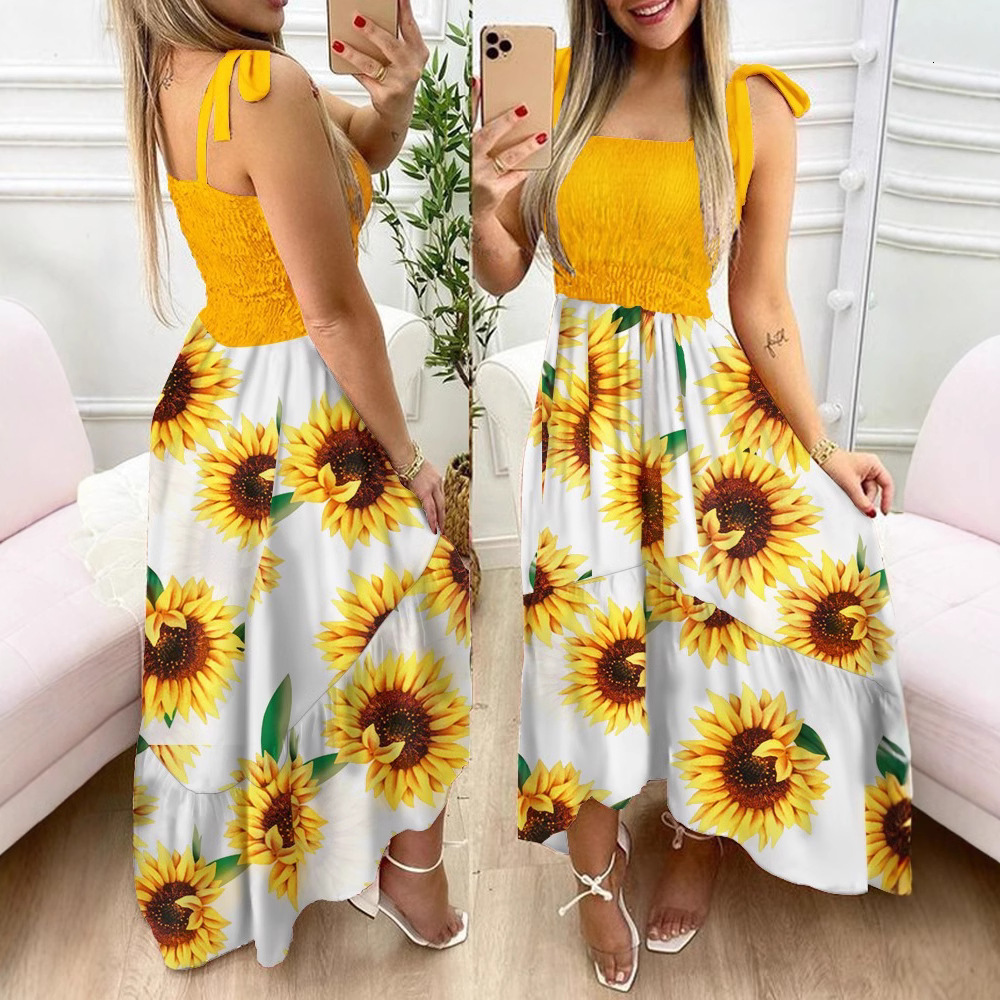 1685# short sleeved new suspender patchwork printed irregular strapless dress