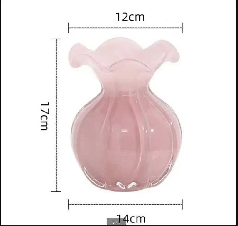 Light Luxury Pink Glass Vase Table Hydroponic Crafts Living Room Decoration Flower Arrangement Holiday Gift Home C251124