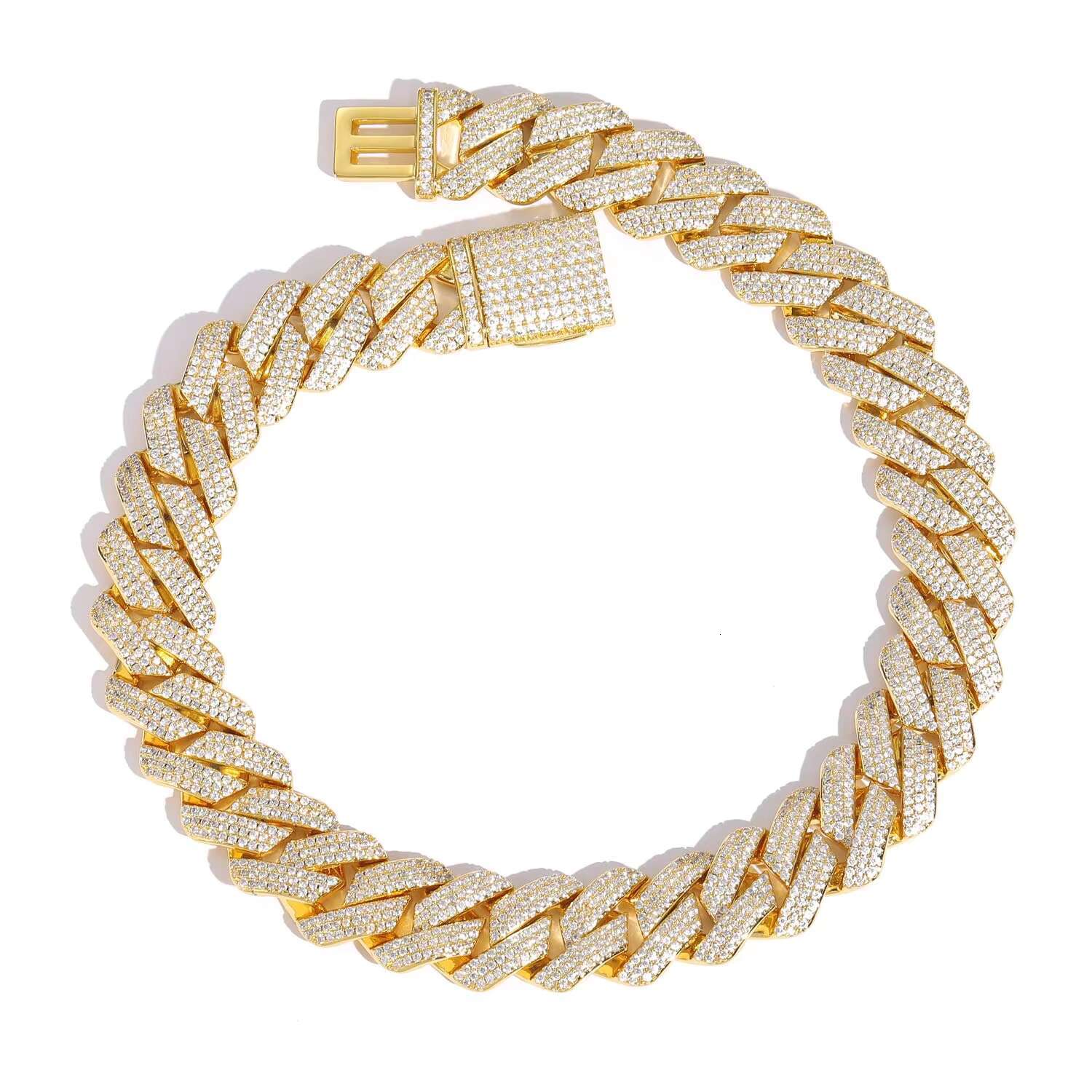QX 20MM Custom Brass 18K Gold Plated Fashion Jewelry Hiphop Cuban Chain Zircon Necklace for Men Women