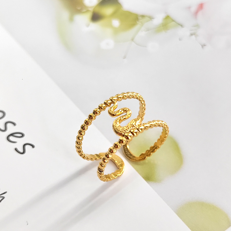 Top Source Serpentine Titanium for Women, Non fading, Open mouth Personalized Stainless Steel Ring