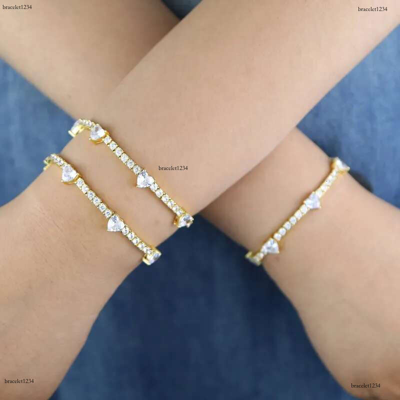 New arrival 6mm Mini Heart Love with 2.5mm round Zircon Tennis bracelet Elegant bracelet Hip Hop Ice Out VVS Moissamite Ladies Party Gift Wholesale je