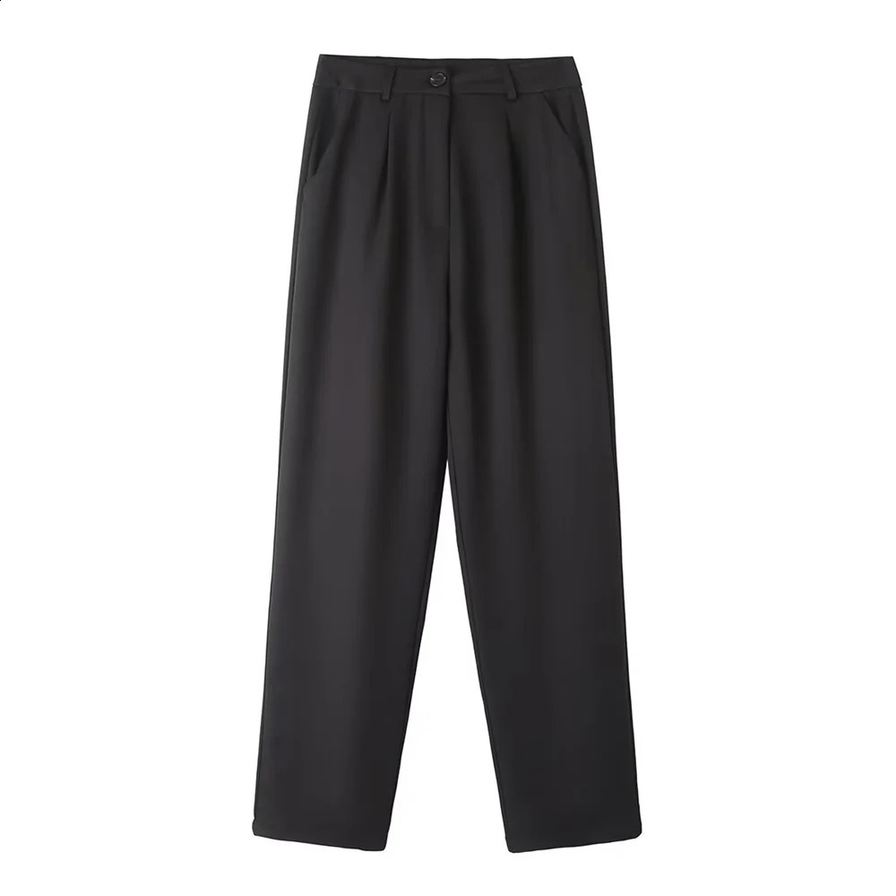Autumn Product Womens Fashion Versatile High Waist Slim Fit Straight Sleeve Solid Color Suit Pants 250421
