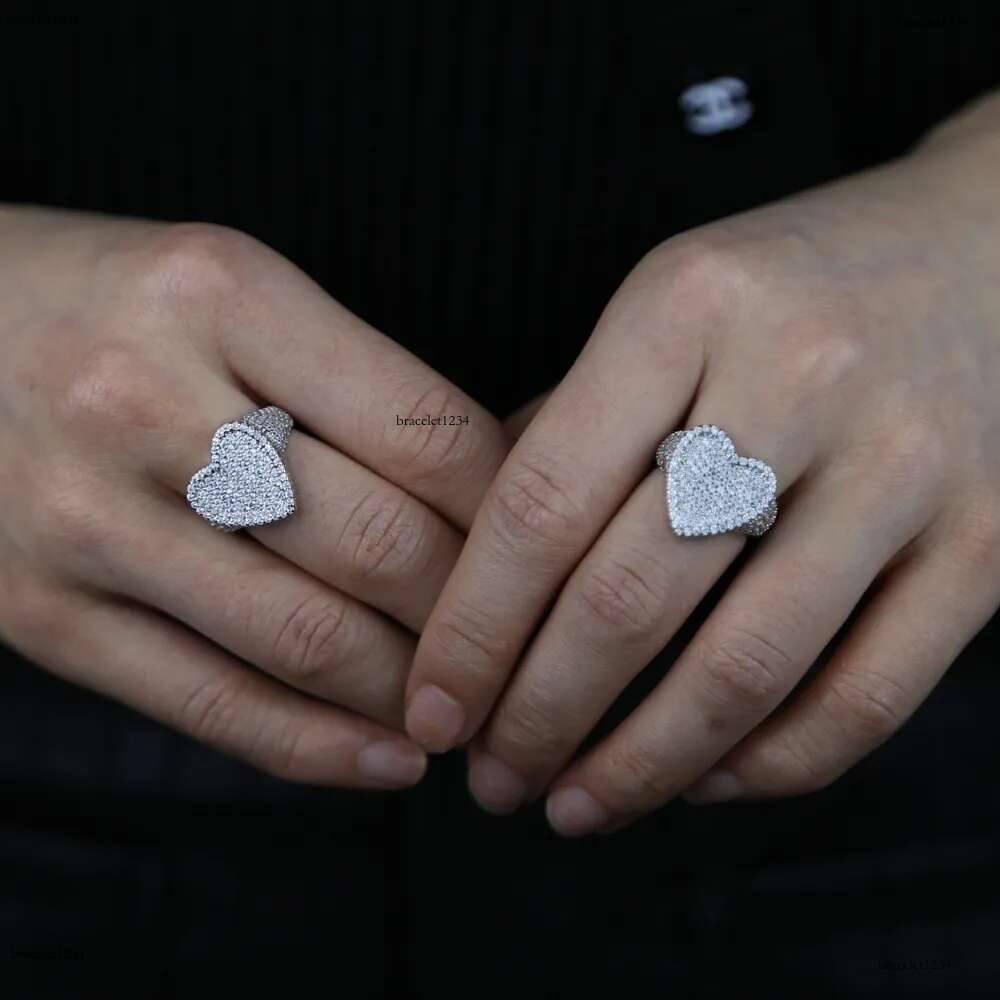 Luxury designer Colored Ring Ice Out VVS Moissanite Ring Hip Hop Punk Rap Women Jewelry with FREE shipping