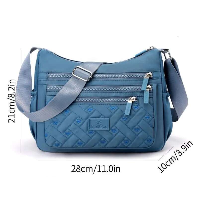 Women's Zip Nylon Crossbody Bag, Shoulder Waterproof Large Capacity Solid Color Bag Woman Girls For Traveling And Daily