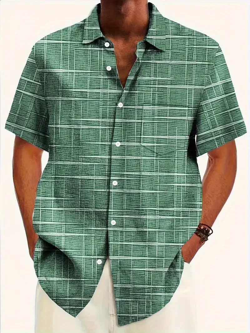 2024 Retro Fashion Casual Sleeve Button White Dot Printed Pattern Shirt Suitable for Summer Vacation Streets 250420