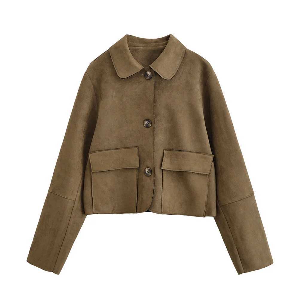 Autumn new womens clothing European and American style fashionable simple suede jacket J251124