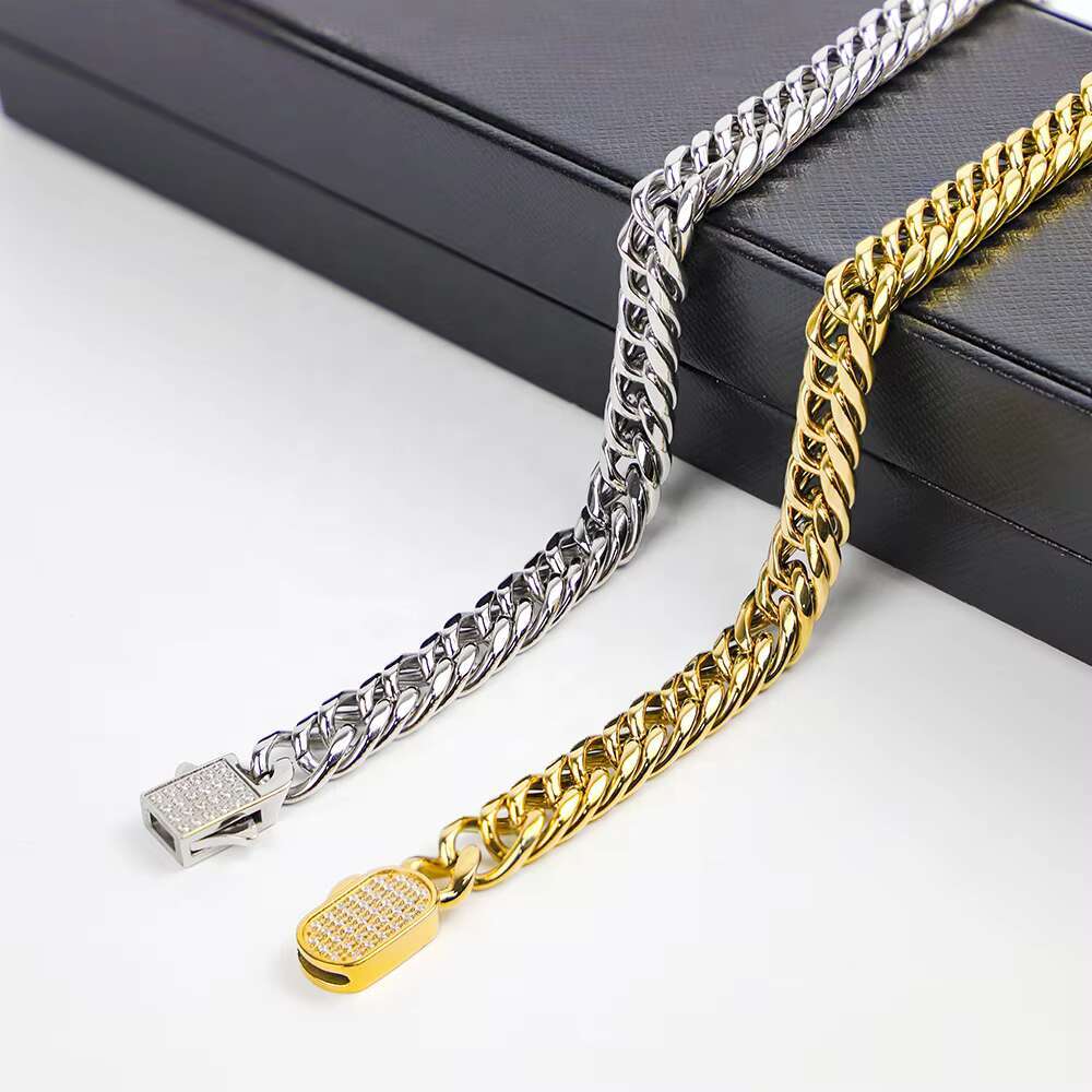 8mm Miami Cuban Moissanite Iced Out Clasp Stainless Steel Cuban Link Chain Bracelet Custom Cuban Bracelet for Men