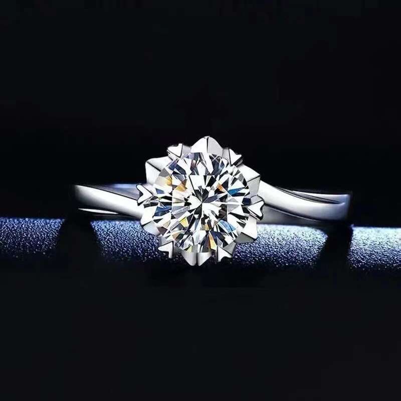 100% Real Moissanite Ring Adjustable Size S925 Sliver D VVS1 Pass Diamond Test Pen GRA Certificate 18K Plating Rings for Women