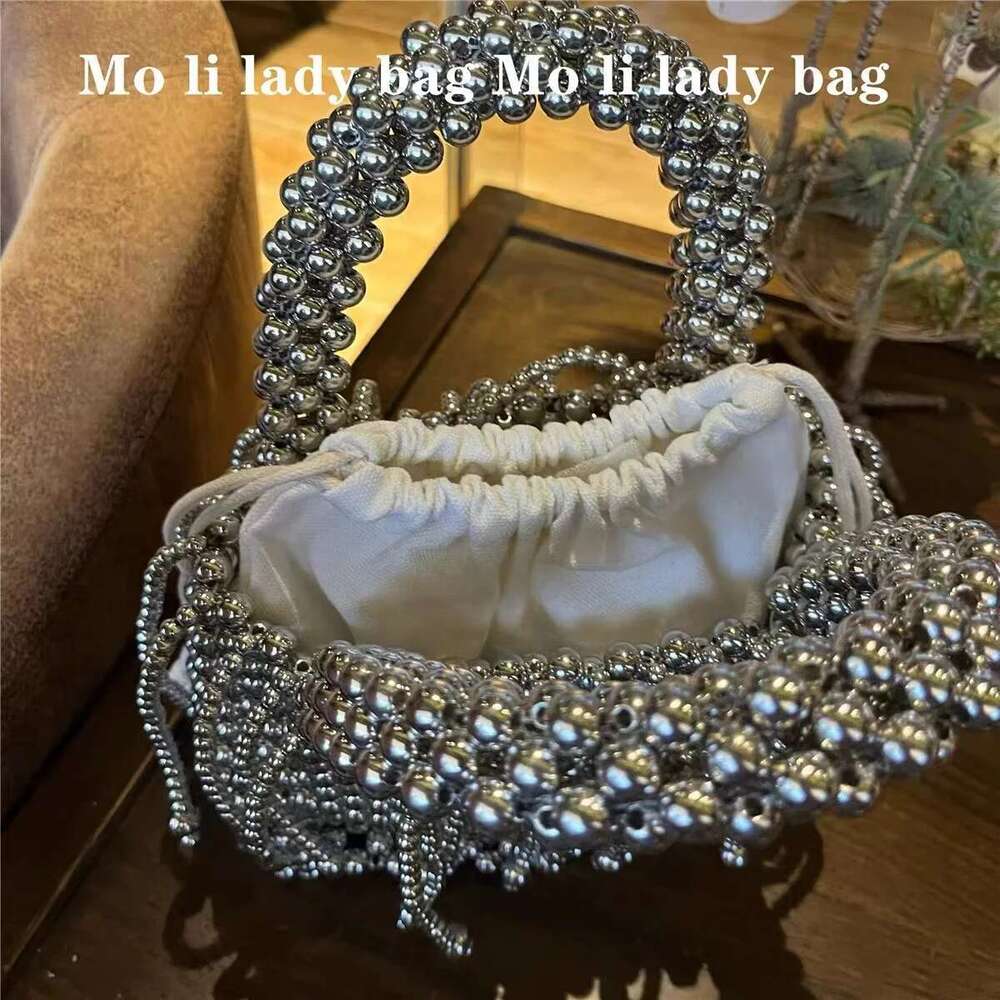 Designer Bag 2025 Design Sier Acrylic Beads Beading Handmade Square Women Handbag Evening Wedding Party Clutch Purse Shoulder Bag Luxury Bag Luxury Ba