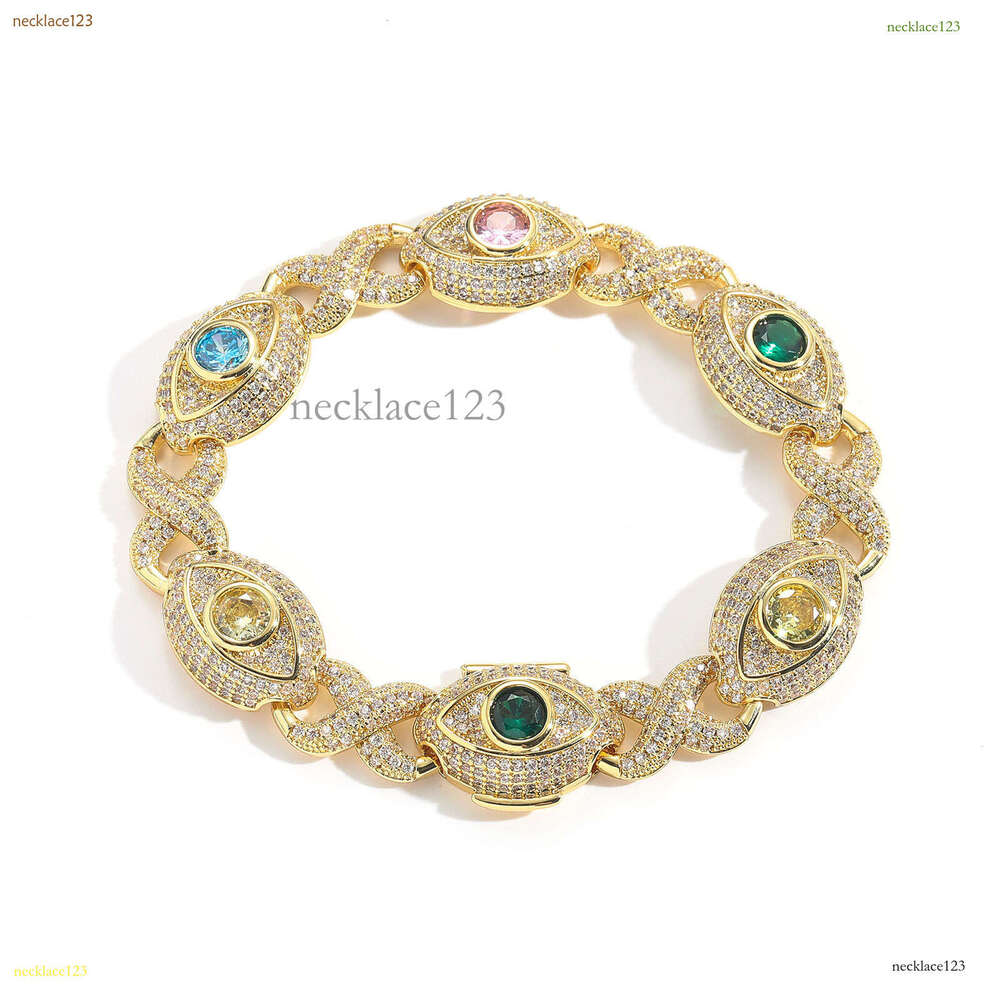 Luxury designer 8-strand 14mm Cuban Unlimited Eye chain, colored Ice out VVS Moissanite bracelet with free shipping
