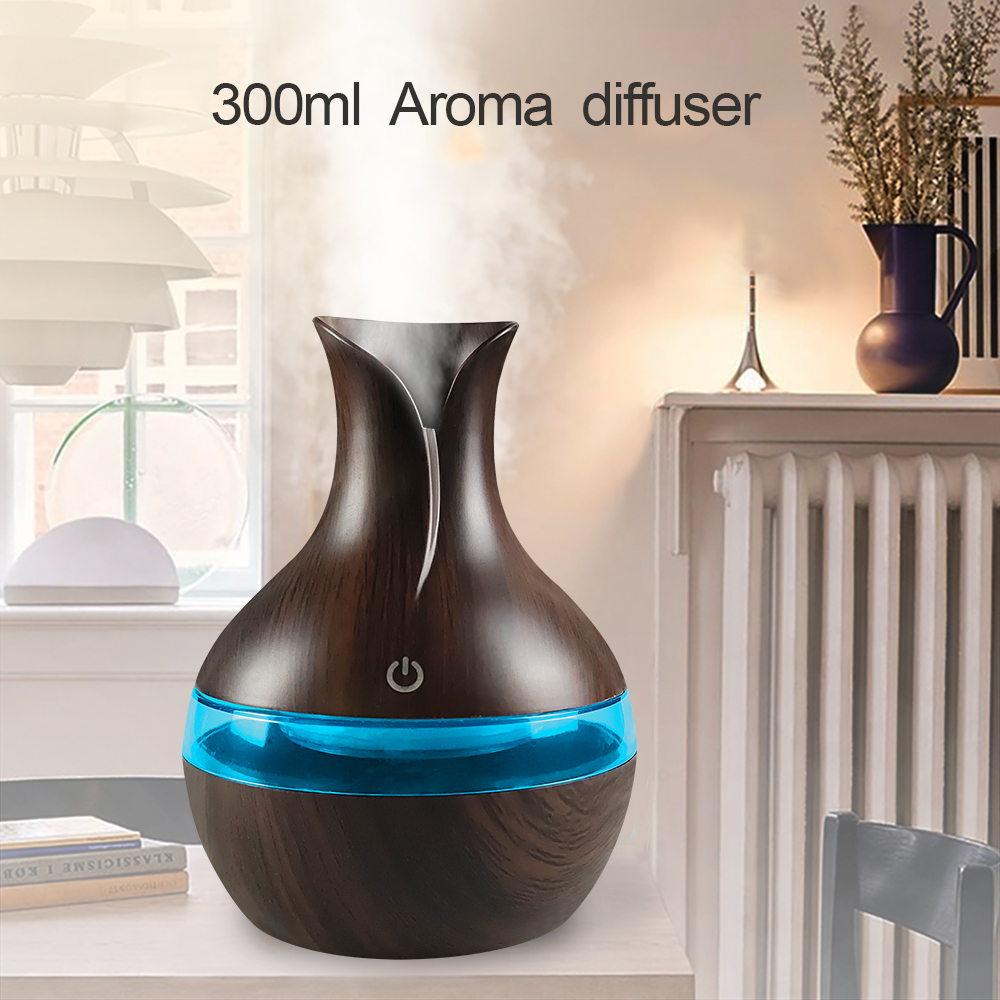 New 300ml Aromatherapy Humidifier Oil Diffuser 2 in 1 USB Design, Ultra Quiet, Perfect for Bedroom, Office (2 Oils Included)