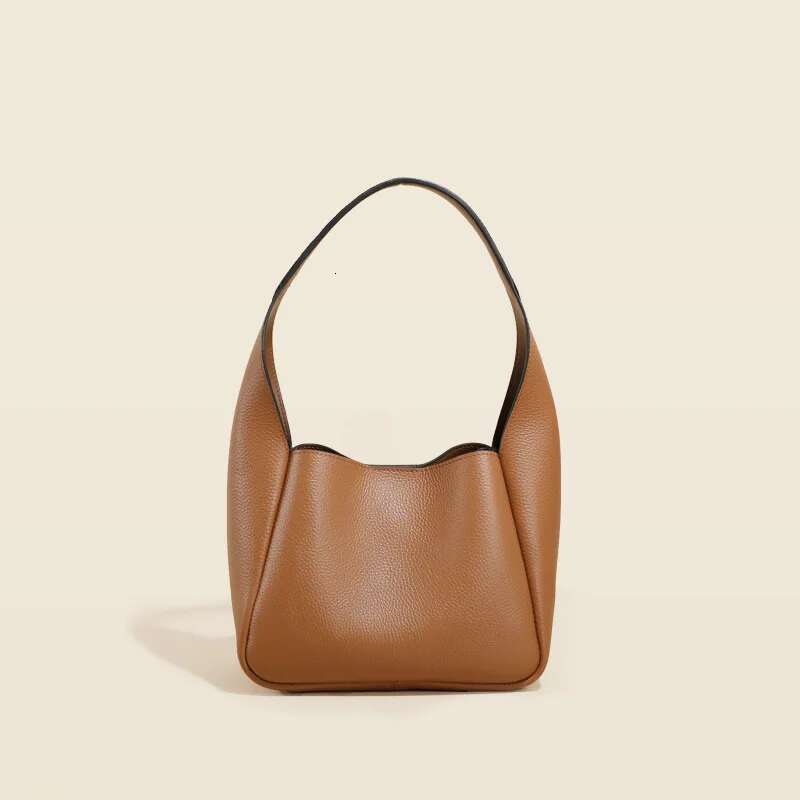Genuine Women's Handbag Fashion Cowhide Classical Soft Leather Female Cabbage Bucket Shoulder Side Bags Designer Tote
