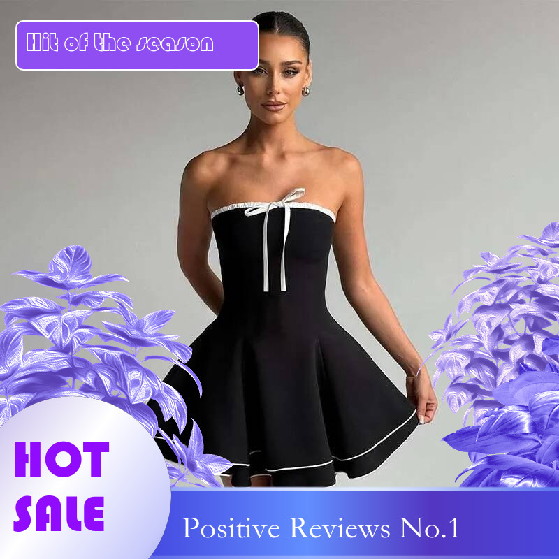 Dongdumaoyi Townlike Patchwork Waist Wrap A Line Dress Women Mini Spring Summer Backless Nightclub Sexy Party Dresses