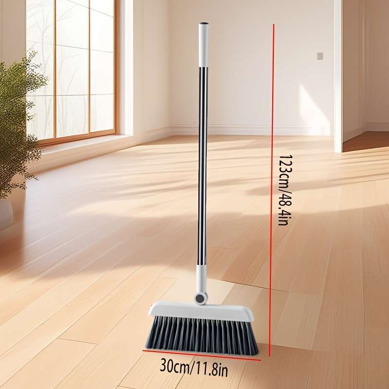 Ergonomic Long Handle Set - 3-in-1 High-Quality Floor Kit with Silicone Water Scraper, Ideal for Home, Kitchen, Room, Office | Efficient Single Broom