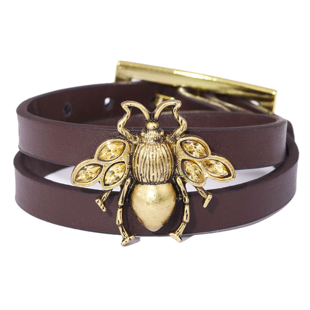 Creative Fashion Skin Bronze Little Bee Show PU Leather Bracelet Yiwu Jewelry