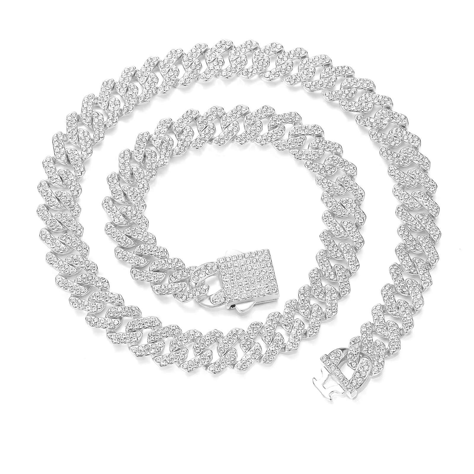 Mens Ice Out Miami Cuban Necklace Silver/Gold Bling Diamond Zircon Hip Hop Jewelry Cuban Link Chain for Women