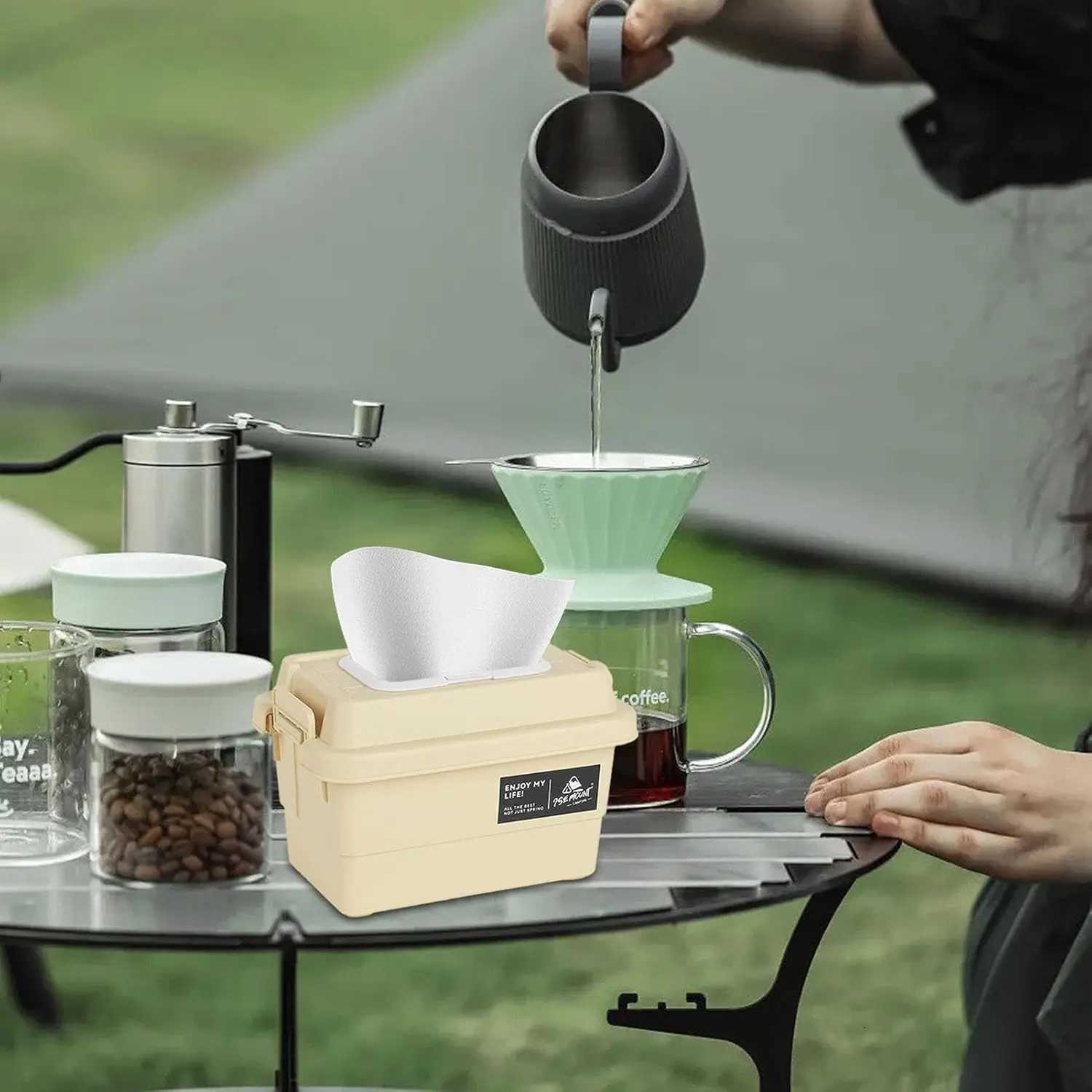 4/1PC Outdoor Tissue Case Desktop Napkin Paper Storage Box Portable Camping Picnic Seasoning Bottle Organizer Sundries BucketM251124