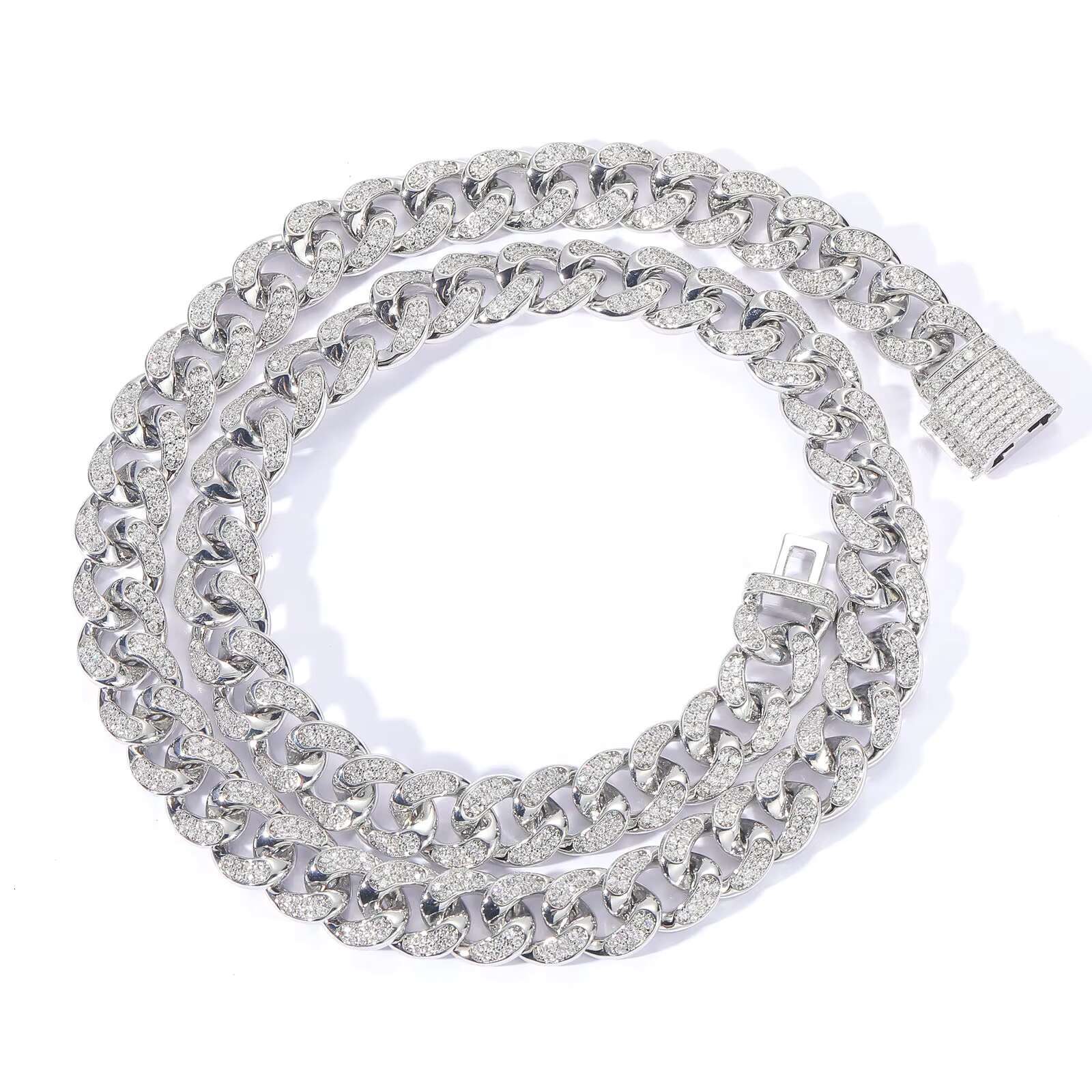 12MM Hot Selling Hip Hop Real Gold Chain Necklace Iced Out Miami Diamond CZ Miami Cuban Link Chain Necklace Set for Mens Jewelry