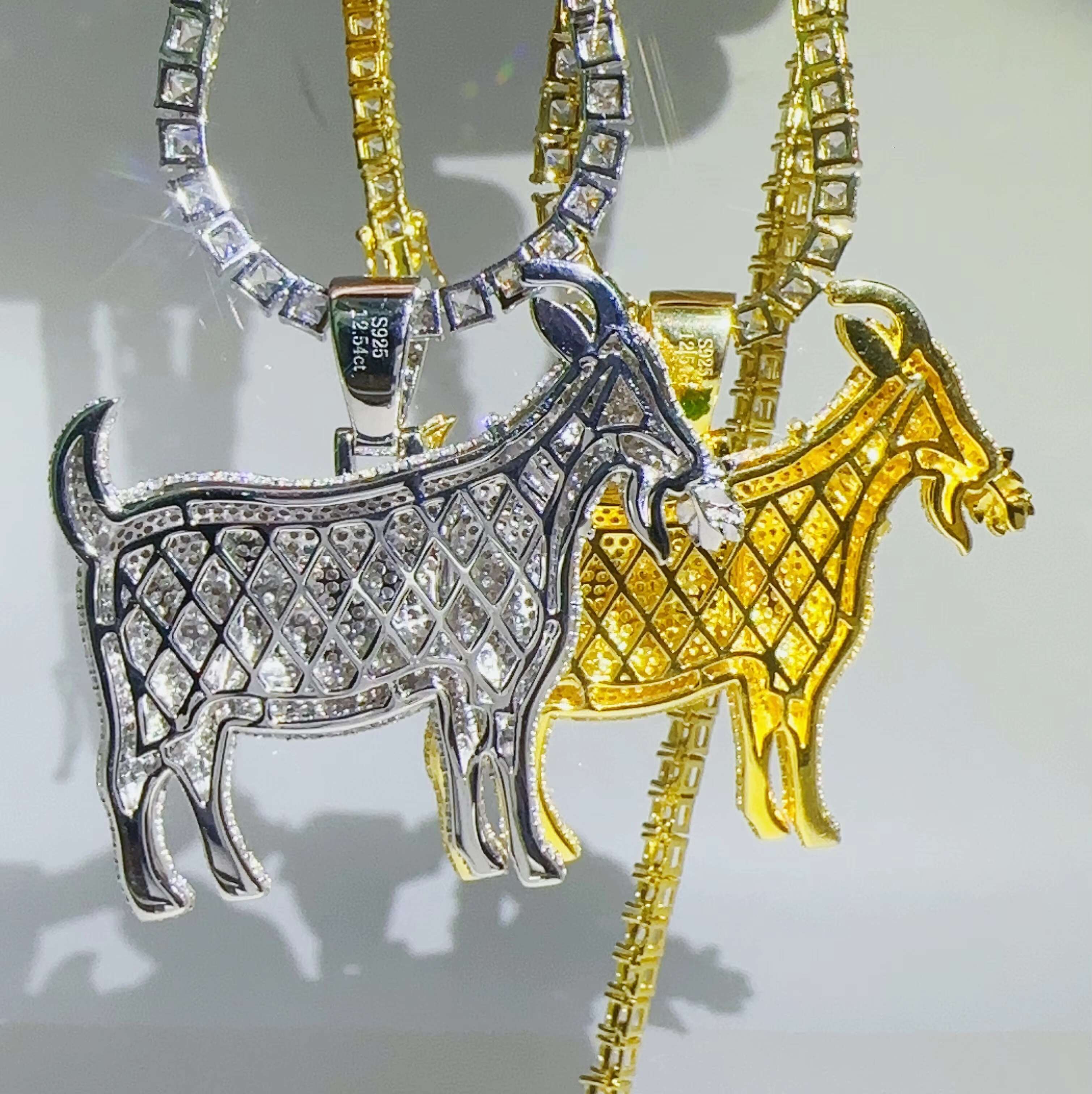 Moissanite Jewelry Hip Hop Sheep Eat Grass Pendant Custom 925 Sterling Silver Pendant for Men Women