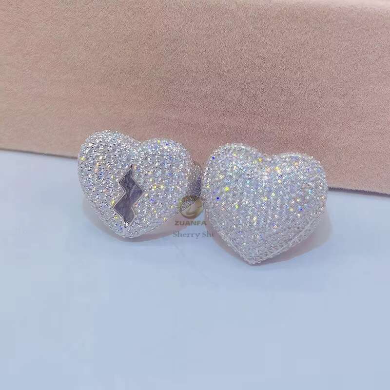 Hip Hop Men Fashion Rapper Jewelry Sterling Silver Vvs Moissanite Iced Out Broken Heart Ring