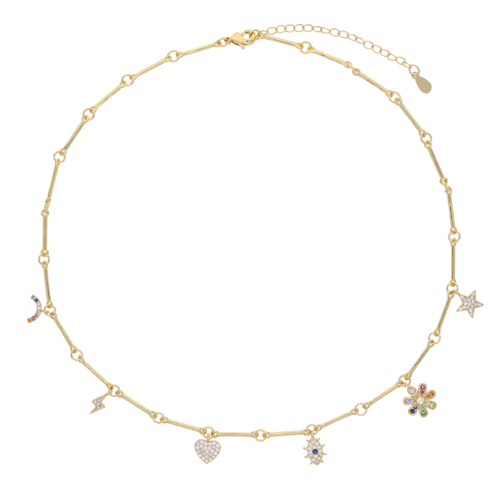 2025 New Fashion Star Heart Flower Pendant Geometry Choker Necklace For Women Girl Sweet Cute Collarbone Chain Jewelry