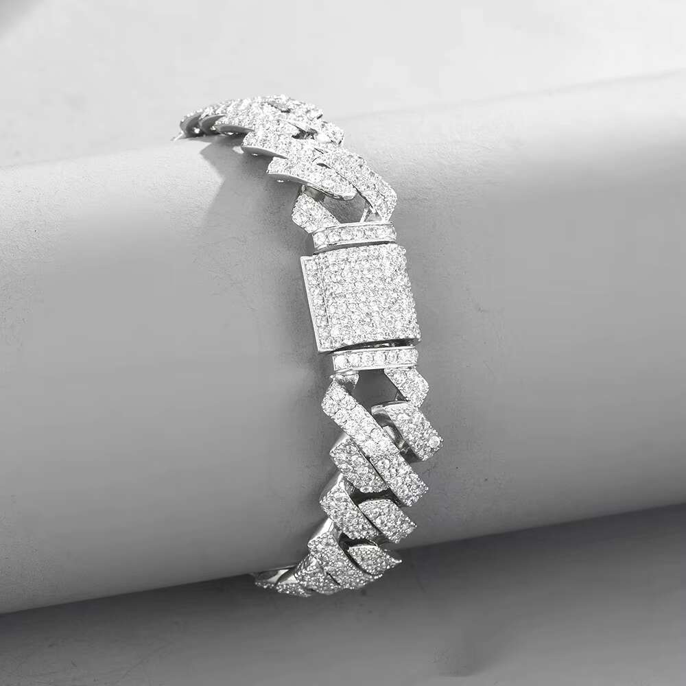 14 MM Prong Cuban Link Chain Necklace for Men Hip Hop Iced Out Bling Luxury Full Rhinestone Paved Necklace Rapper Female Jewelry