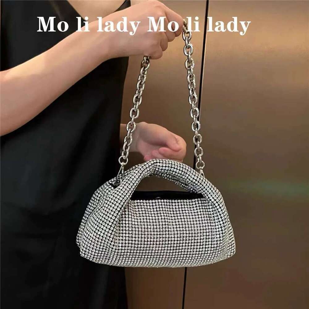 Designer Bag 2025 High Quality Glitter Women Handbag Crystal Shiny Rhinestones Dia Evening Wedding Party Clutch Purse Shoulder Chain Bag Luxury Bag