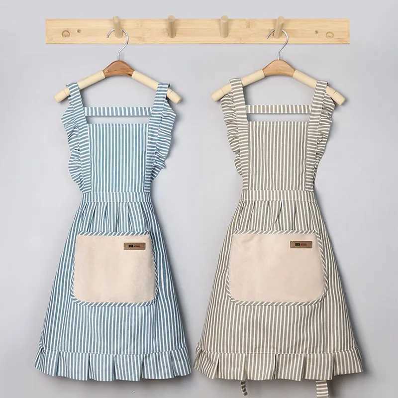 Lace Princess Style Apron Kitchen Household Circumference Belt Pocket Dirt-resistant Hand Wiping Waterproof and Oil-proof Bib C251124