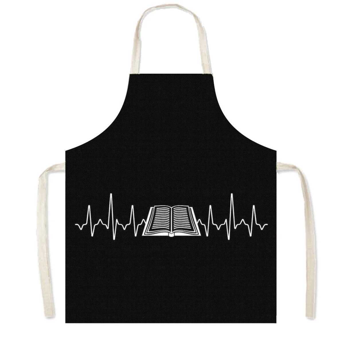 Librarian Books Lover Print Kitchen Apron Linen Pinafore Women Men Household Cleaning Clothing Chief Waiter Cooking Aprons C251124