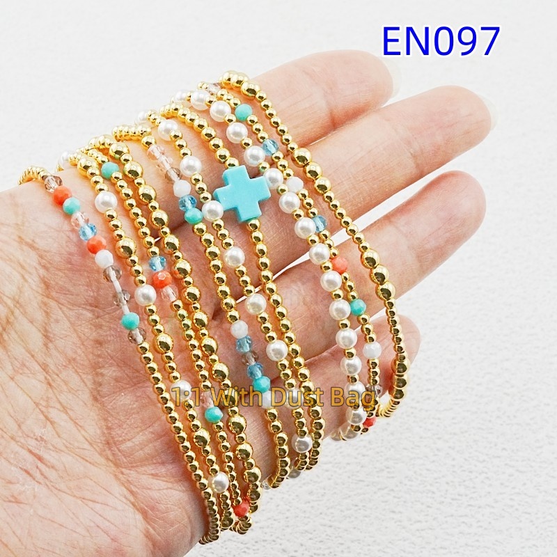 1:1 E-Newton Brand Gold Jewelry Beaded Love Bracelet Women Birthday Christmas Gift EN097
