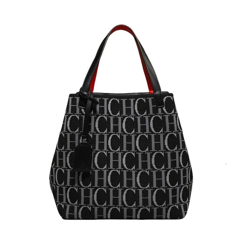 CH Daily Commuter Versatile Tote Superior Fashion Shoulder Pure Colour Letter Printing Design Ladies Bucket Bag