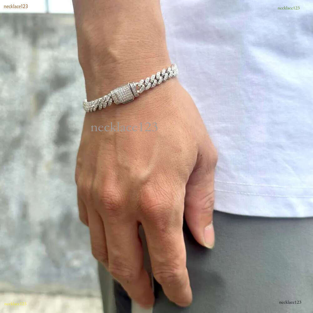bracelet pendant necklaces fine jewelry 8mm VVS moissanite necklace cuban k sterg sier women men chain miami cubank Free delivery