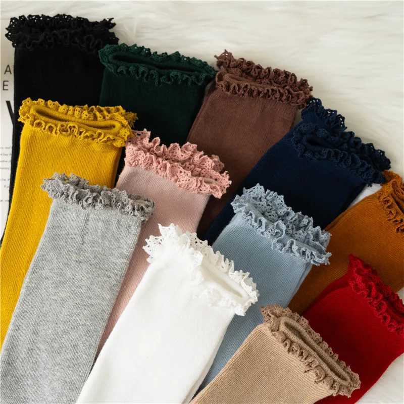 Winter Autumn Baby Girls Ruffle Socks Knee High Lace Long Sock Kids Soft Cotton Toddlers Children Princess Socks For 0-5 Years G251124