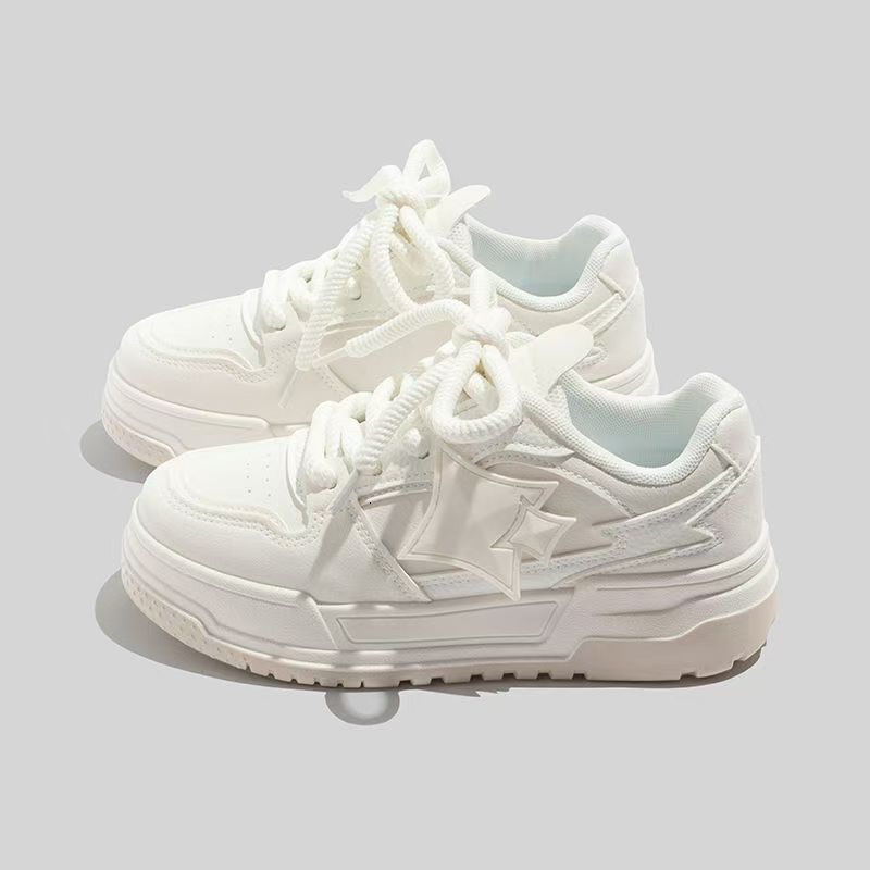 For Women In Spring And Autumn Niche Casual Versatile Thick Soled Sports White Shoes Ddmysaturn