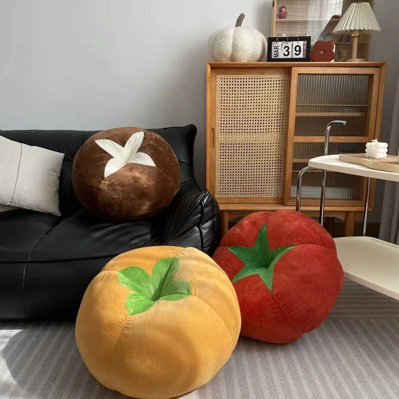 Thickened Cushion with Tomato-Shaped Pillow Vegetable Mushroom Persimmon Round Cushion Pad for Window Seat Pillows for Bedroom G251124