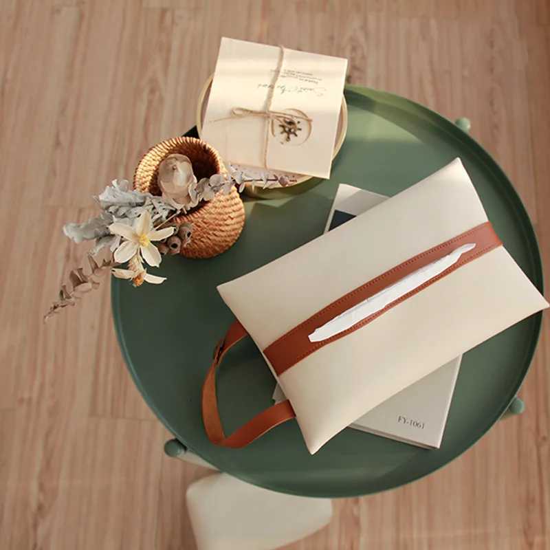 Chic Hangable Tissue Case Box PU Leather Home Car Towel Napkin Papers Dispenser Holder Box Case Table DecorationM251124