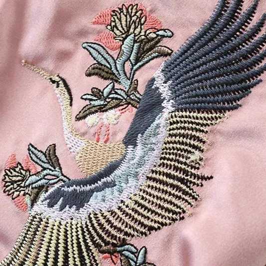 Double Sided Satin Baseball Jacket Women Sukajan Bomber Jacket Female Girls Embroidery Coat 2025 Spring Autumn Pink J251124
