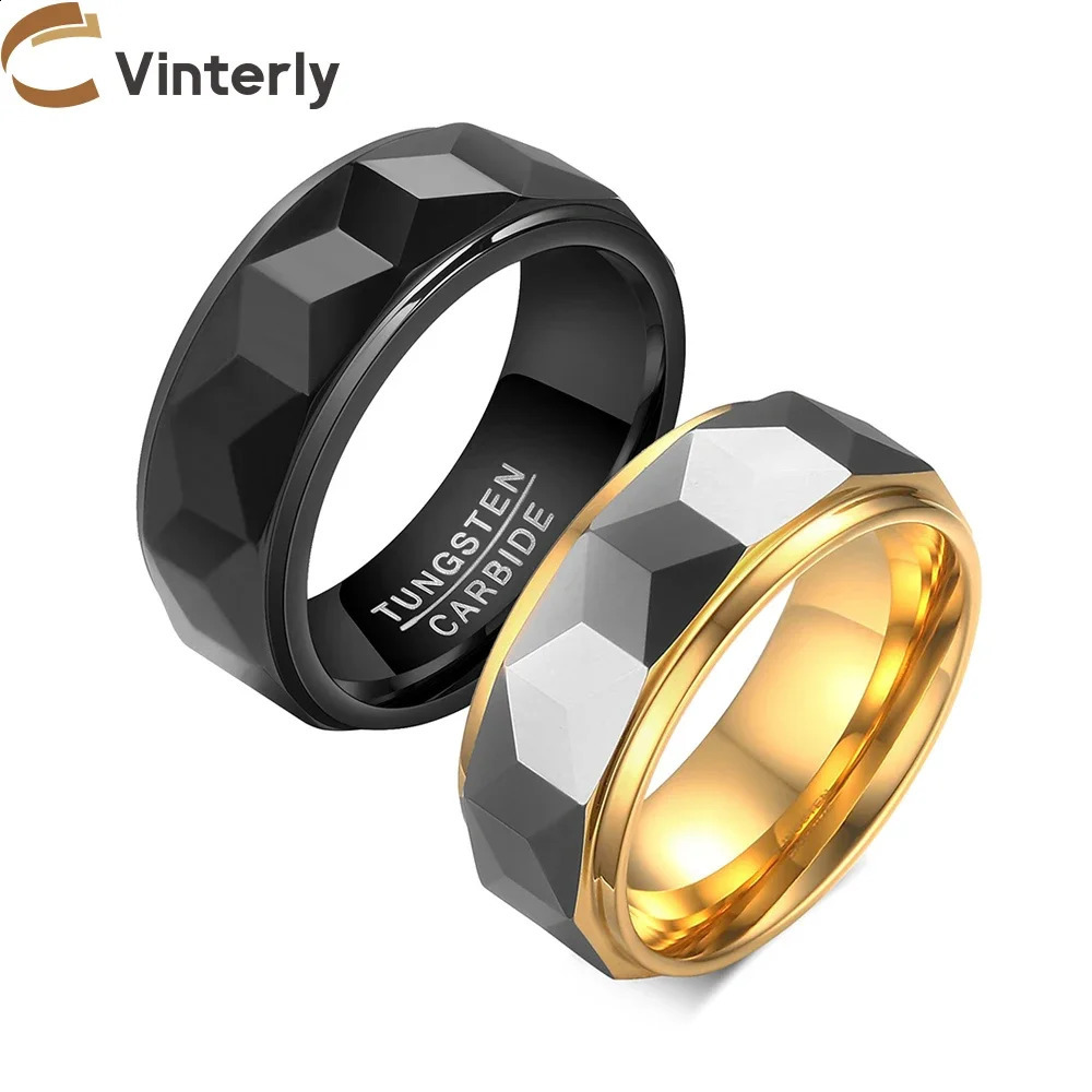 Mens Ring Tungsten Carbide Scratch Resistant 8mm Gold Thumb Finger Punk Metal Wedding Party Engagement Mens Jewelry Waterproof 250420
