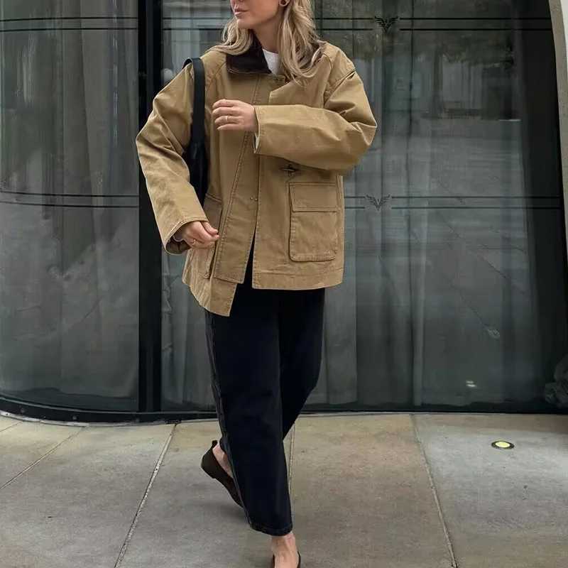 Winter Jackets Womens Parkas Coat Watm Thick Casual Loose Outwear Patchwork Long Sleeve Tops With Pockets Jackets J251124